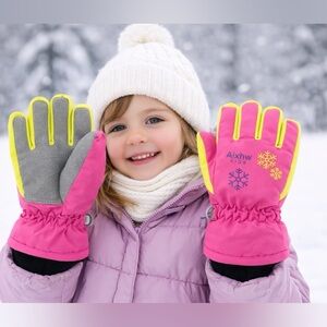 Aixhw Girls Winter Gloves XS Pink Waterproof Snow Gloves(F129)